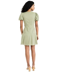 Donna Morgan Women's Puff Sleeve V-Neck Mini Dress