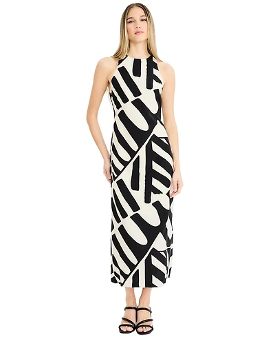 Donna Morgan Women's Printed Halter Neck Midi Dress