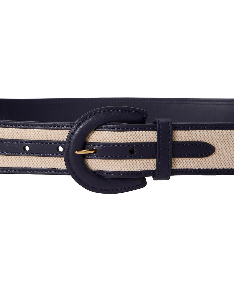 Lauren Ralph Canvas Crescent Buckle Belt