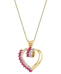 Macy's Ruby (3/4 ct. t.w.) & Diamond (1/8 ct. t.w.) Pendant Necklace in 14k Yellow Gold