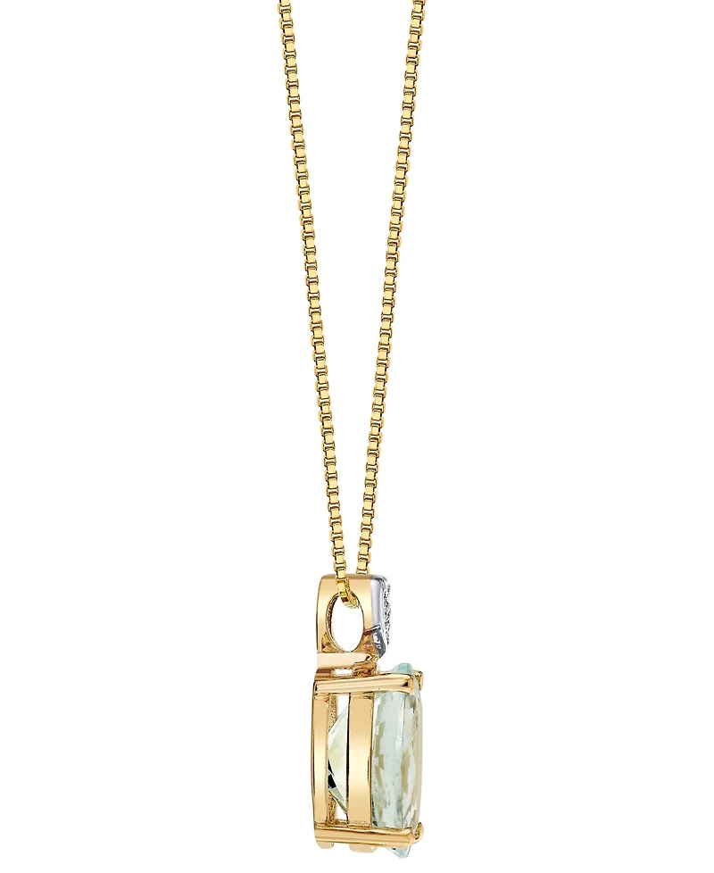 Macy's Aquamarine (1-9/10 ct. t.w.) & Diamond Accent Pendant Necklace in 10k Yellow Gold