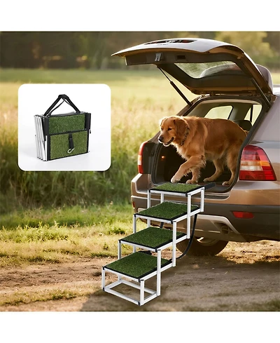 Aostirmotor Dog Stairs for Large Dogs with Non-Slip Surface & Reinforced Design in Green