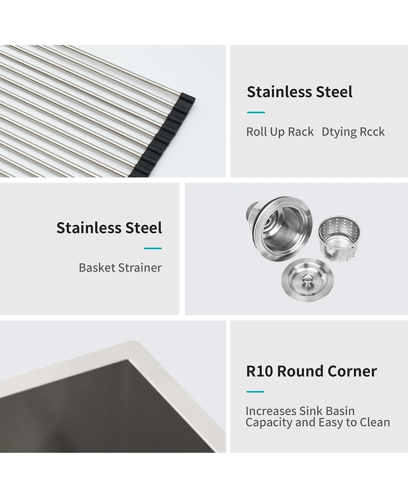 flynama 32x18x9inch Undermount Double Bowl Kitchen Sink 16 Gauge Stainless Steel 50 and 50 Split