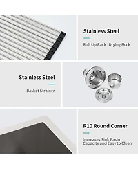 flynama 32x18x9inch Undermount Double Bowl Kitchen Sink 16 Gauge Stainless Steel 50 and 50 Split