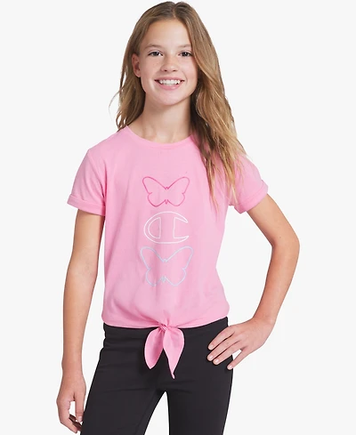 Champion Girls' 7-16 Tie-Front Crewneck T-Shirt
