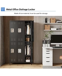 gaomon -Door Metal Office Storage Cabinet with 27 Hooks & 9 Shelves, 72" Tall Steel Lockers, Employee Locker Cabinet for Office, Gym