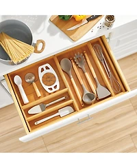 mDesign Bamboo Kitchen Storage Bin Container Crate Box - 2 Pack - 9 x 15 x 2