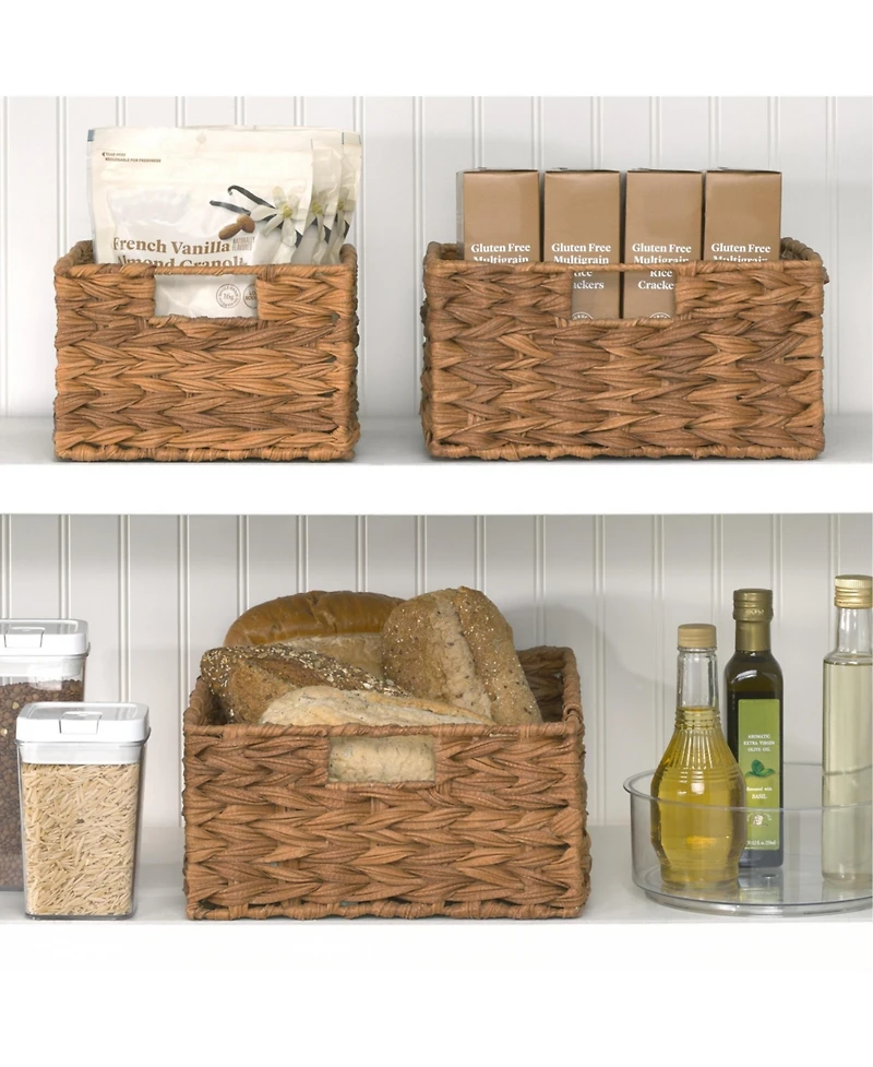mDesign Woven Farmhouse Kitchen Pantry Food Storage Basket Box, Small - 6 Pack, Camel