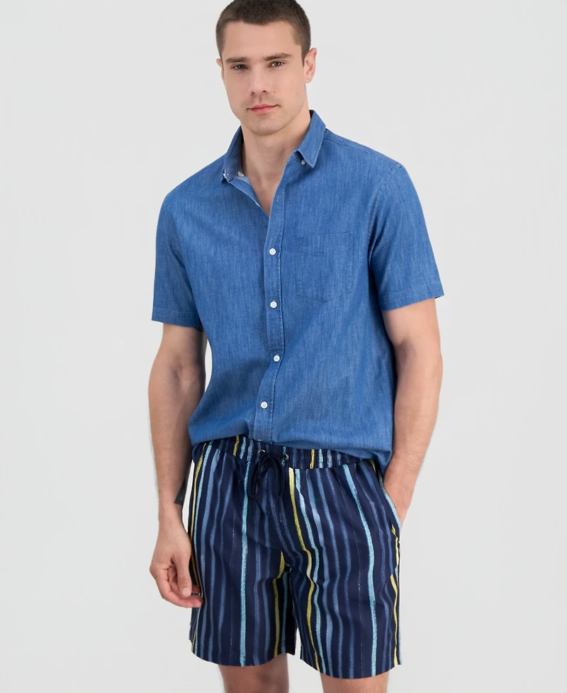 Club Room Men's Paint Stripe Swim Trunks, Macy's Exclusive