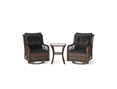 Slickblue Outdoor 3-Piece Furniture Set with Swivel Gliders and Side Table