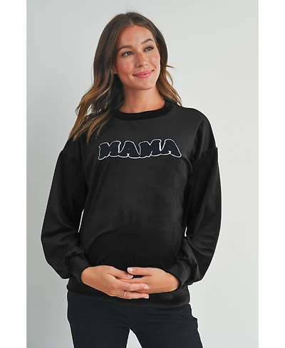 Hello Miz Women's Velvet Mama Crewneck Maternity Sweatshirt