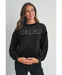 Hello Miz Women's Velvet Mama Crewneck Maternity Sweatshirt