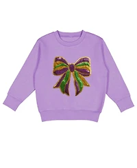 Sweet Wink Big Girls Mardi Gras Sequin Bow Patch Sweatshirt