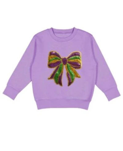 Sweet Wink Little Big Girls Mardi Gras Sequin Bow Patch Sweatshirt