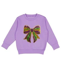 Sweet Wink Little Big Girls Mardi Gras Sequin Bow Patch Sweatshirt