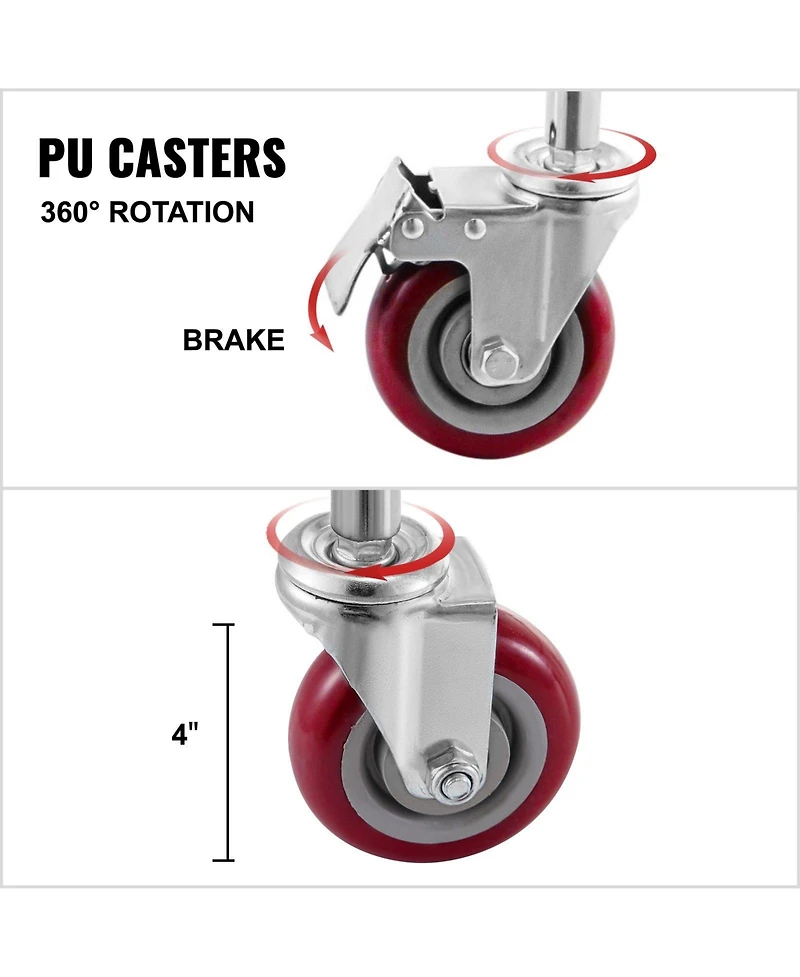 Ecooso Wire Laundry Cart, 2.8 Bushel Basket with Wheels, 26.7" x 21.7" x 26.4", Steel Frame, Chrome Finish, 4" Casters