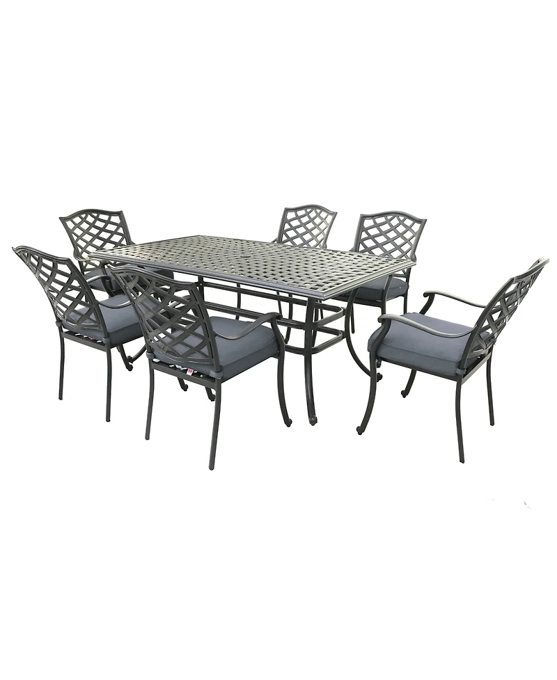 Mondawe 6 - Person 68" Long Aluminum Dining Set,6 Dining Arm Chairs & 1 Rectangular Table