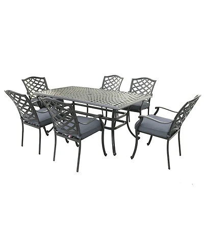 Mondawe 6 - Person 68" Long Aluminum Dining Set,6 Dining Arm Chairs & 1 Rectangular Table
