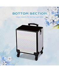 Byootique Rolling Makeup Train Case w/ Cube Case Cosmetic Organizer ForgetMeNot