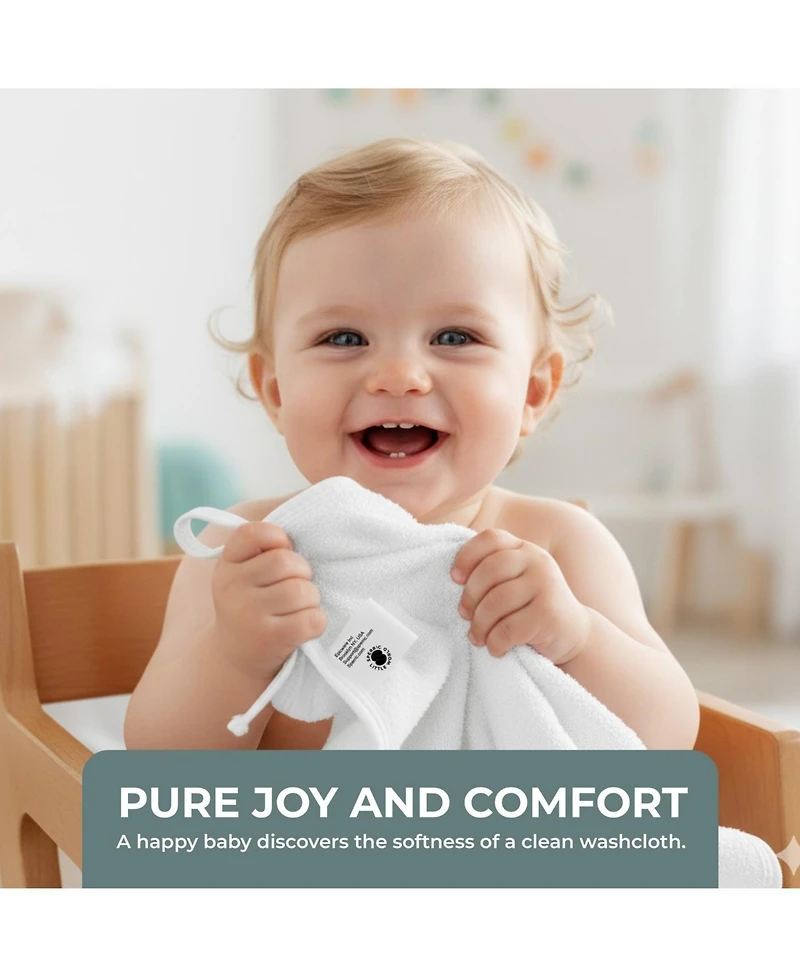 Sperric Baby Organic Washcloths, 10x10" Ultra Soft Absorbent Face Wash Cloths for Babies, Wash Cloth, Newborn Bath Towels, Holiday Gifts 6 Pack