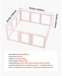 Cozito Dog Whelping Box, 60 x 59 x 23 in Clear Plastic Whelping Pen for X-Large Dogs, Waterproof w/ Windows & Door Lock, Easy-Clean Indoor Birth Kit