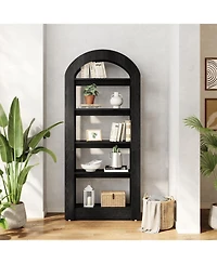 Tribesigns 5-Tier Bookshelf, Arch-Shaped Racks, Tall Standing Wooden Bookcase Display Shelf Modern Storage Solution