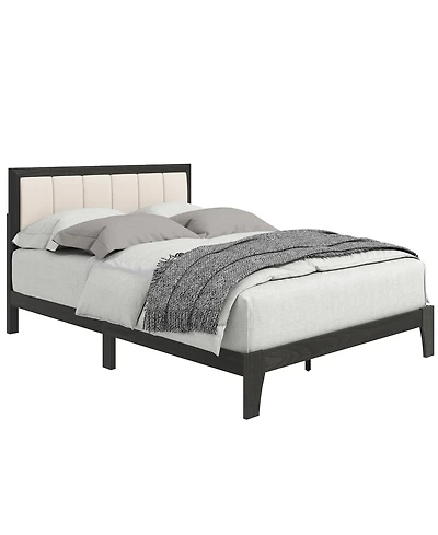 Homcom Full Size Bed Frame with Headboard Platform Bed Frame Charcoal