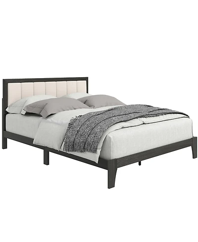 Homcom Queen Bed Frame with Headboard, Platform Charcoal
