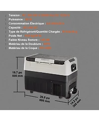 Mecale 48QT/45L Dual Zone Car Refrigerator Freezer, -4°F to 50°F, 12/24V Dc & 100-240V Ac, Portable Compressor Cooler