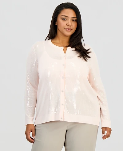 Anne Klein Plus Sequin Cardigan Sweater