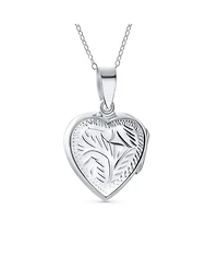Bling Jewelry Keepsake Leaf Design Heart Locket Necklace Pendant .925 Silver