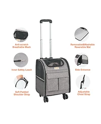 Aostirmotor Cat Travel Carrier with Removable Wheels for Under 18LBS