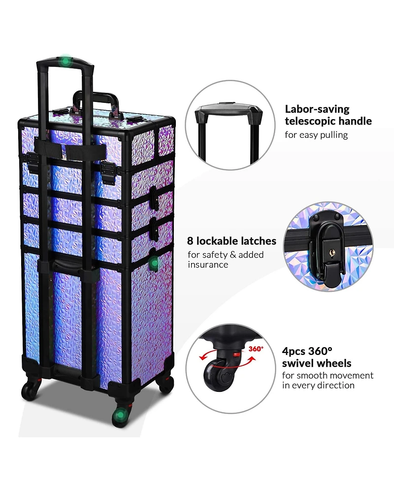 Byootique Makeup Train Case Kit with Cube Case Cosmetic Organizer Mermaid Purple