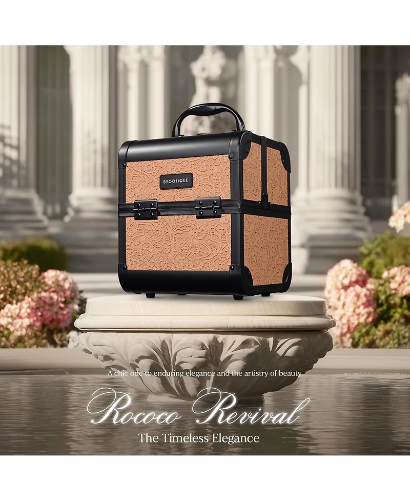 Byootique Makeup Train Case Trolley w/ Cube Case Cosmetic Organizer Orange