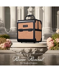 Byootique Makeup Train Case Trolley w/ Cube Case Cosmetic Organizer Orange