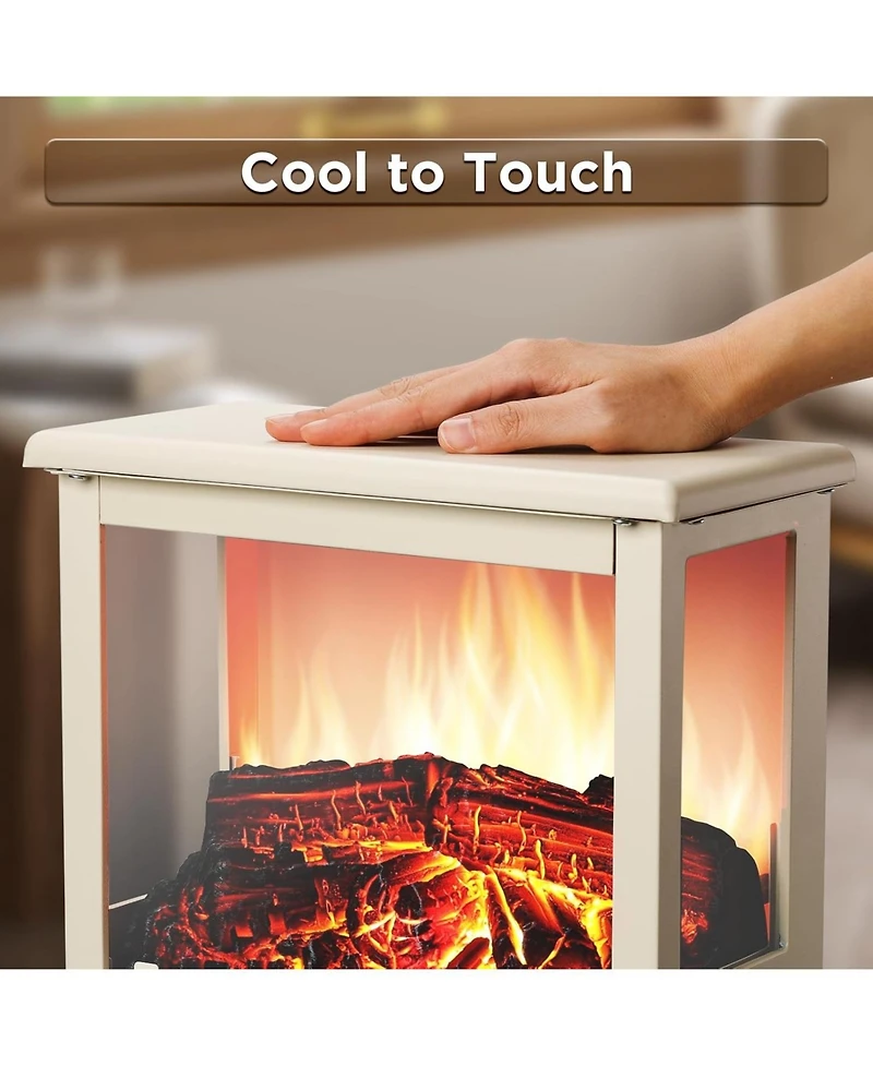 Gaomon 17" 1500W Infrared Electric Fireplace Stove, 3-Sided View, Realistic Flame, Overheat Protection, Portable Heater for Small Spaces