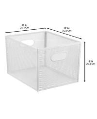 mDesign Perforated Metal Storage Bin with Handles for Pantry