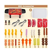 Bruce & Shark 36-Piece Kids Bbq Grill Playset, Pretend Play Toy with Realistic Food & Tools