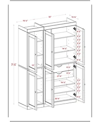 Palace Imports 100% Solid Wood 48.5" Pantry Cabinet with Shaker Doors & Adjustable Shelves