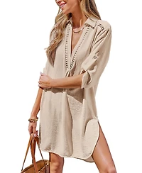 Cupshe Women's Throw It On White Cover-Up Mini Beach Dress