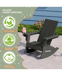 WestinTrends Outdoor Hdpe Plastic Preschool Toddler Modern Adirondack Rocking Chairs Set of 2