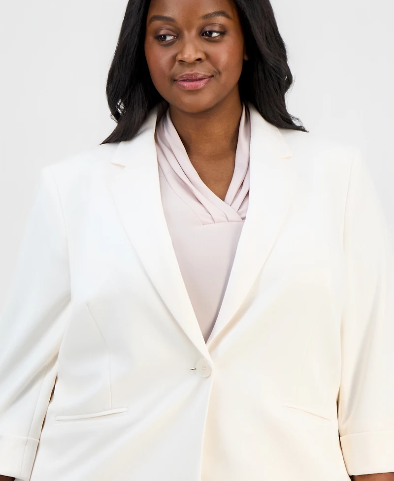 Anne Klein Essentials Plus 3/4-Sleeve One-Button Blazer