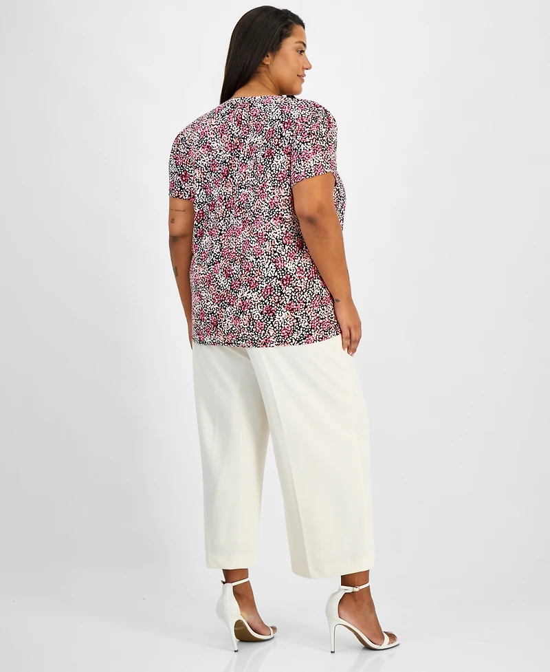 Anne Klein Essentials Plus Tulip-Sleeve Knit Top