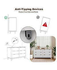 gaomon 6-Drawer Fluted Wood Dresser, Faux Marble Top, Modern Storage Organizer for Bedroom, Living Room