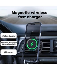 Risokeys Car Charger, Hands-free Car Phone Holder Charger, Wireless Charger Car Mount for Air Vent, Compatible with iPhone 16/15/14