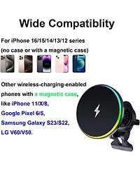 Risokeys Car Magnetic Wireless Charger, 15W Fast Phone Holder, 360° Adjustable for Air Vent, Compatible with iPhone 16 15 14 13 12 Pro Max Plus