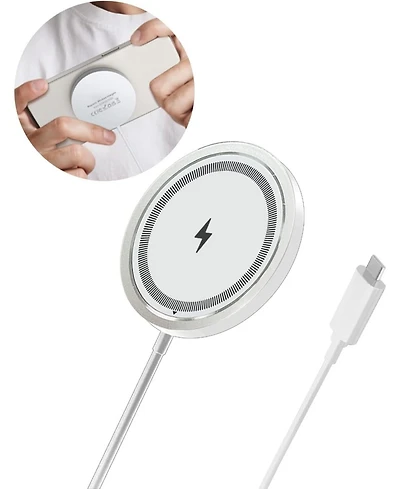 Risokeys Magnetic 15W Wireless Charger, Ultra-thin with Type-c Cable, Magsafe Charging Pad for iPhone 16/15/14/13/12, for AirPods 3/2/Pro 2 (White)