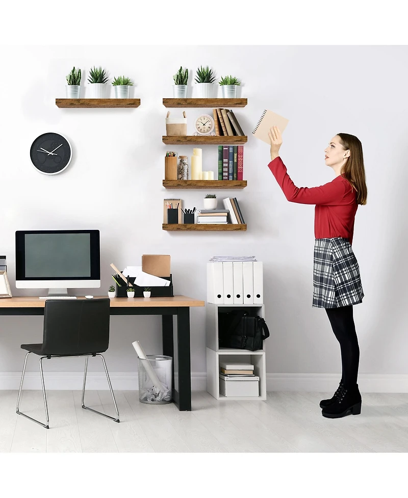 Sorbus 5 Pack 16 Inch Sorbus Long Floating Wall Shelves for Bedroom, Decor, Kitchen, Living Room - for Trophies, Frames