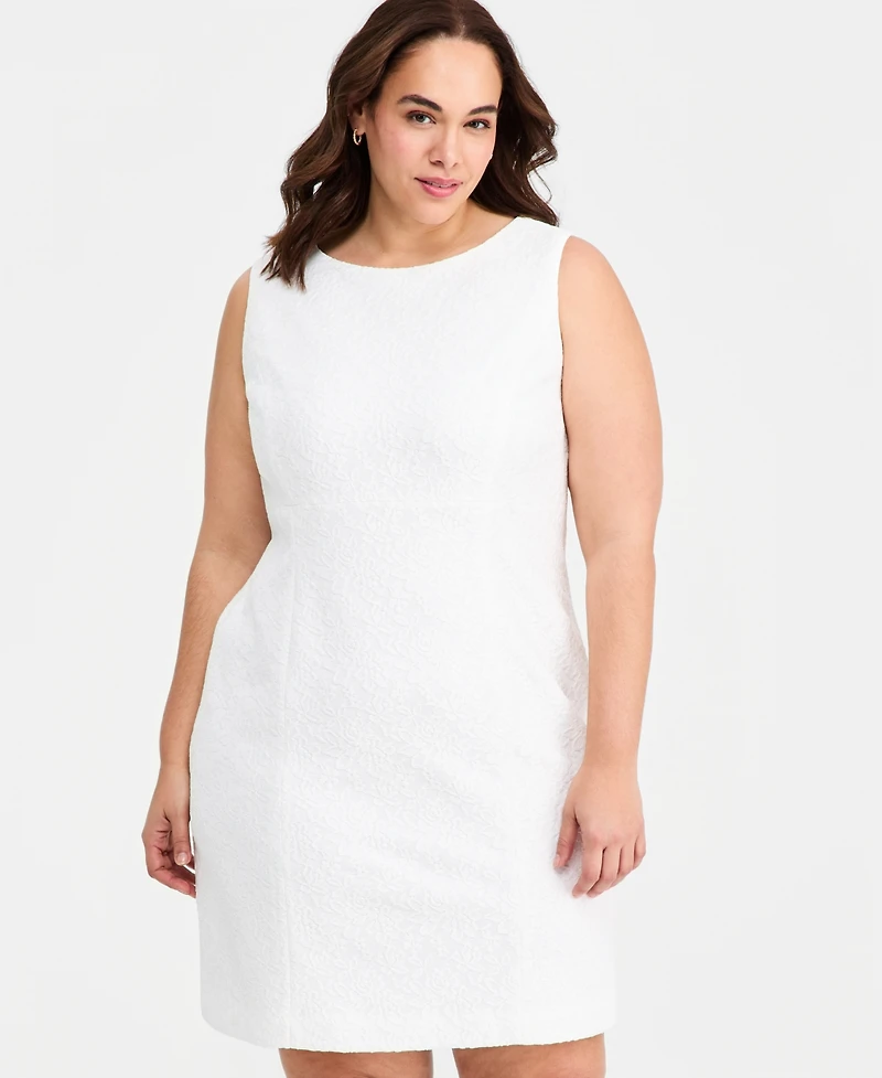 Kasper Plus Bonded Lace Sheath Midi Dress