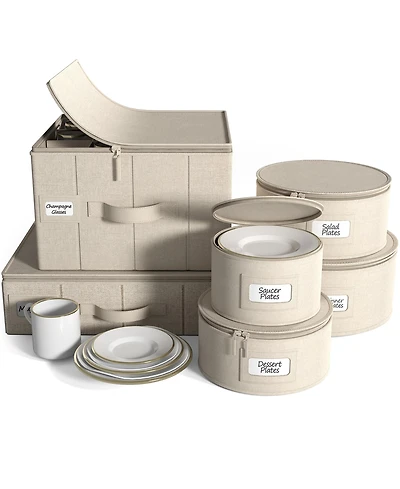 Sorbus 6-Piece Stackable Plate Carrier Set for Dinnerware, Organization and Storage with Felt Protector